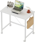 Rolling Computer Desk with Wheels, Gaming Desk for Small Spaces, Modern Simple Style Table for Home Office, Study Writing Table (Caster, White, 24 inch)