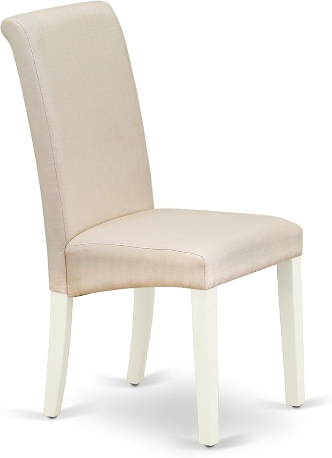 East West Furniture LGBA5-LWH-01 5 Piece Dinette Set Includes a Rectangle Dining Table with Butterfly Leaf and 4 Cream Linen Fabric Parson Dining Room Chairs, 42x84 Inch, Linen White