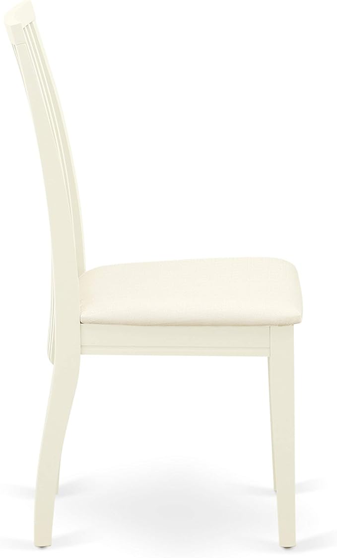 East West Furniture HLIP5-LWH-C 5 Piece Dining Set Includes a Round Dining Room Table with Pedestal and 4 Linen Fabric Upholstered Chairs, 42x42 Inch, Linen White
