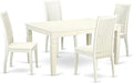 East West Furniture WEIP5-LWH-W 5 Piece Dining Set Includes a Rectangle Dining Table with Butterfly Leaf and 4 Kitchen Chairs, 42x60 Inch, Linen White