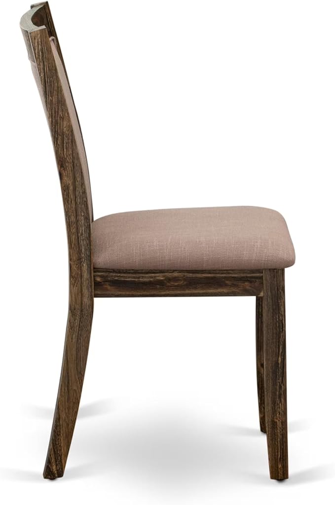 East West Furniture V777MZ748-9 9 Piece Modern Dining Table Set Includes a Rectangle Wooden Table with V-Legs and 8 Coffee Linen Fabric Upholstered Chairs, 40x72 Inch, Multi-Color