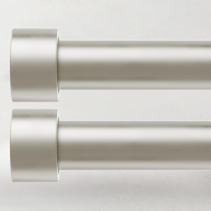 2 Pack Curtain Rods for Windows 48 to 84 Inch(4-7ft), 1 Inch Brushed Nickel Adjustable Heavy Duty Curtain Rod Set, Modern Style Drapery Rods for Bedroom Living Room, Size 32"- 90"