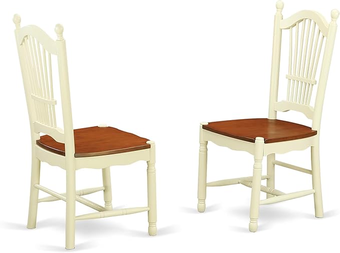 East West Furniture MZDO5-WHI-W 5 Piece Dining Room Furniture Set Includes a Rectangle Kitchen Table with Dropleaf and 4 Dining Chairs, 36x54 Inch, Buttermilk & Cherry