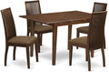 East West Furniture PSIP5-MAH-C 5 Piece Dining Table Set for 4 Includes a Rectangle Kitchen Table with Butterfly Leaf and 4 Linen Fabric Kitchen Dining Chairs, 32x60 Inch, Mahogany