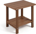 Adirondack Outdoor Side Table, 2-Tier Sturdy Patio End Table Weather Resistant, 16.5" Solid Side Table for Patio, Pool, Porch