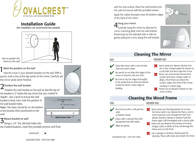 OVALCREST - Oval Wooden Beveled Wall Mirror for Home Decor, Bathroom, Vanity, Bedroom, Living Room, Hallway - London Style (Black Cherry) 13.1 x 17.1