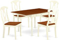 East West Furniture MZKE5-WHI-W 5 Piece Dining Set Includes a Rectangle Dining Room Table with Dropleaf and 4 Wood Seat Chairs, 36x54 Inch, Buttermilk & Cherry