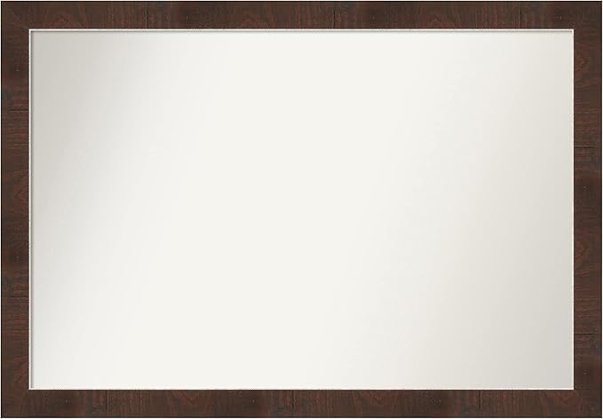 Amanti Art Brown Bathroom Mirror for Over Sink, 27x39 Wildwood Brown Narrow Rectangle Vanity Mirror, Large Country Rustic Frame, Hangs Horizonally and Vertically, Bathroom Wall Decor, Non-Beveled Edge