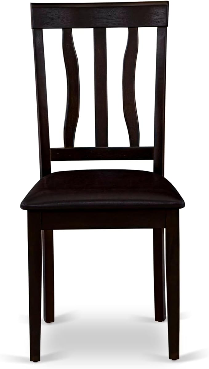 East West Furniture HLAN5-CAP-LC 5 Piece Dining Table Set for 4 Includes a Round Kitchen Table with Pedestal and 4 Faux Leather Dining Room Chairs, 42x42 Inch, Cappuccino