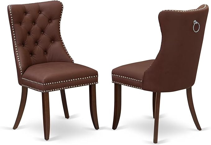 East West Furniture DODA7-MAH-26 7 Piece Dining Room Set Consists of a Rectangle Wooden Table with Butterfly Leaf and 6 Polyester Fabric Upholstered Chairs, 42x78 Inch, Mahogany