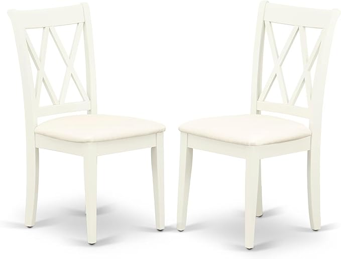 East West Furniture MZCL3-LWH-C 3 Piece Modern Dining Table Set Contains a Rectangle Wooden Table with Dropleaf and 2 Linen Fabric Kitchen Dining Chairs, 36x54 Inch, Linen White