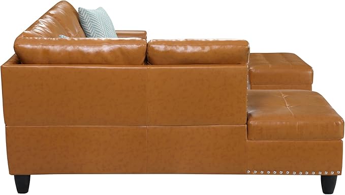 Halibur Sectional Sofa or Couch with Ottoman for Living Room, Apartment, Bedroom, Office