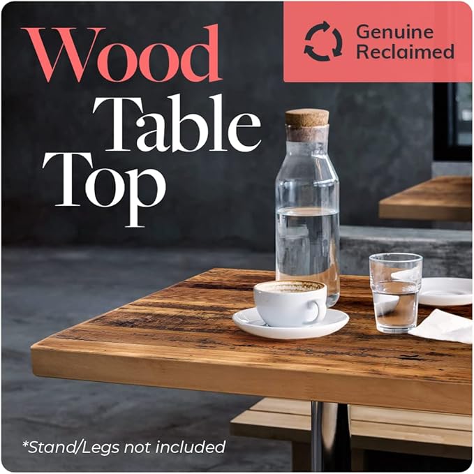 Reclaimed Wood Table Top - Rustic Recycled Wooden Piece Perfect for Kitchens, Dining and Coffee Table Tops (Reclaimed Wood Table Top - Economy, 24" x 42")