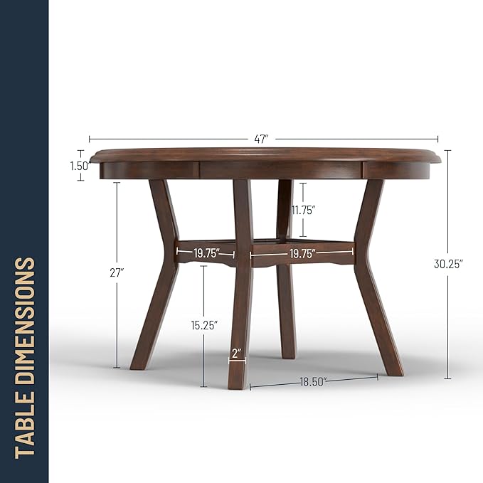 New Classic Furniture Gia 5-Piece Round Dining Set with 1 Dining Table and 4 Chairs, 47-Inch, Cherry