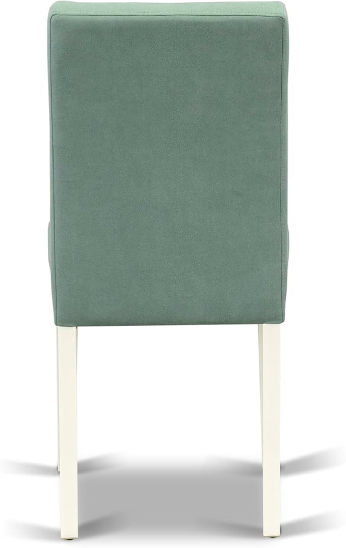 East West Furniture DOAS5-LWH-43 5 Piece Mid Century Modern Dining Set Includes A Wooden Table and 4 Willow Green Polyester Fabric Parsons Chairs, Linen White