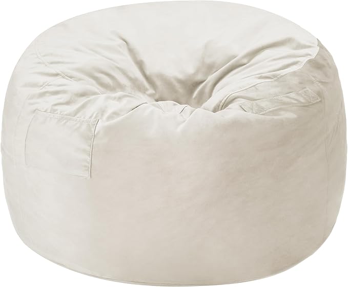 Homguava 4 FT Bean Bag Chair: 4' Bean Bags with Memory Foam Filled, Large Beanbag Chairs Soft Sofa with Dutch Velvet Cover-Beige