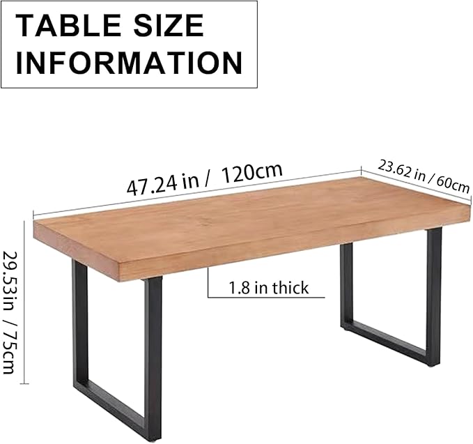 Solid Wood Dining Table Modern Minimalist Durable Stylish for Office and Home Flexible Use as Dining Table or Office Desk Perfect for Kitchen Dining Room Living Room(47*23.5*29.5)