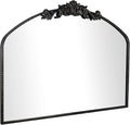 AIXI HOME Vintage Black Arched Mirror 36"X29", Antique Baroque Mantel Wall Mirror with Black Brush Gold Metal Ornate Frame for Entryway/Fireplace/Living Room/Hallway/Bathroom/Bedroom
