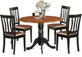 East West Furniture DLAN5-BCH-LC 5 Piece Dining Room Furniture Set Includes a Round Kitchen Table with Dropleaf and 4 Faux Leather Upholstered Dining Chairs, 42x42 Inch, Black & Cherry