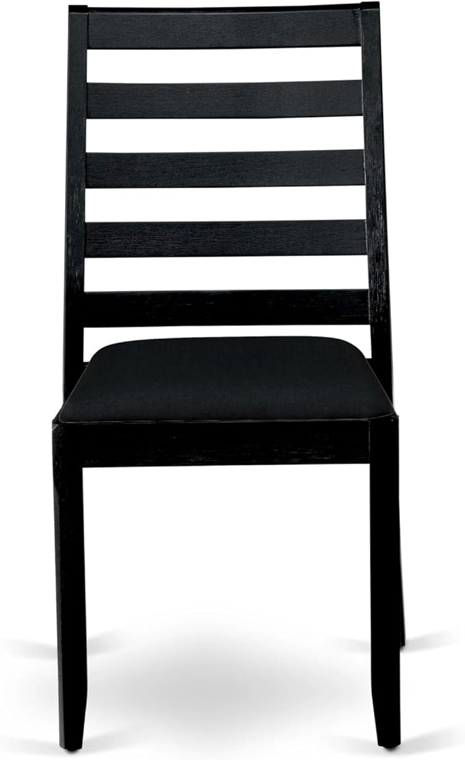 East West Furniture LGX15-BLK-24 -5 Piece Dining Set Includes a Rectangular Kitchen Table with Black Tabletop and 4 Stackable Polyester Fabric Chairs, Black