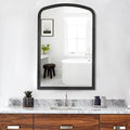 HOMECOOKIN Wood Arched Mirror for Bathroom, 20" x 30" Farmhouse Rustic Arched Wall Mirror Wood Framed Vanity Mirror for Home Decor Entryway Living Room (Black)