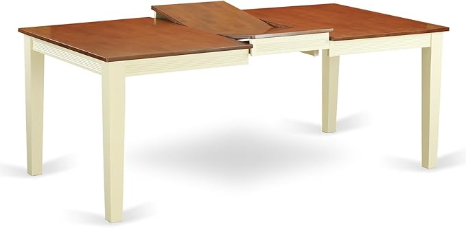 East West Furniture QUNI9-WHI-W 9 Piece Dining Set Includes a Rectangle Dining Table with Butterfly Leaf and 8 Kitchen Chairs, 40x78 Inch, Buttermilk & Cherry
