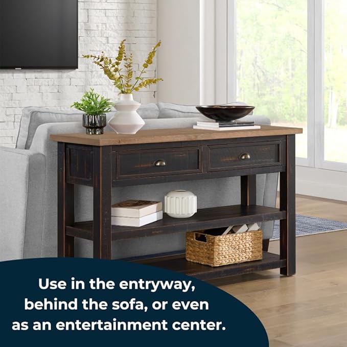 Martin Svensson Home Monterey Sofa Console Table, Black and Driftwood