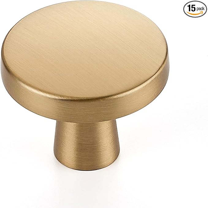 Ravinte 15 Pack Drawer Pulls 1-1/4 Inch Kitchen Cabinet Knobs Solid Round Dresser Drawer Knobs Champagne Bronze Drawer Knobs Dresser Knobs Simple Cabinet Hardware for Cupboard Drawer Pulls