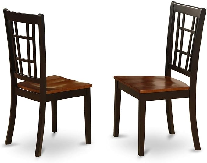 East West Furniture DLNI5-BCH-W 5 Piece Modern Dining Table Set Includes a Round Wooden Table with Dropleaf and 4 Dining Chairs, 42x42 Inch, Black & Cherry