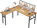 DlandHome Reversible L-Shaped Desk Large Corner Desk Folding Table Computer Desk Home Office Table Computer Workstation, Teak DND-ND11-TB