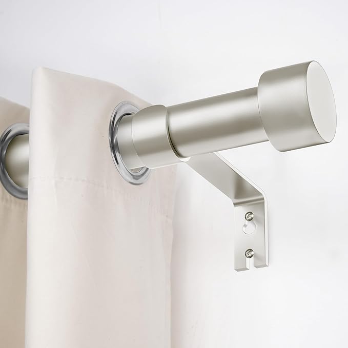 2 Pack Curtain Rods for Windows 28 to 48 Inch(2.3-4ft), 1 Inch Brushed Nickel Curtain Rods Set, Adjustable Heavy Duty Curtain Rod, Modern Drapery Rods for Bedroom Living Room, Size 32"- 60"