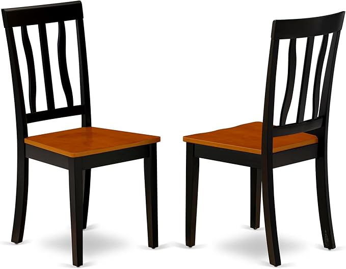 East West Furniture NDAN5-BCH-W 5 Piece Kitchen Table Set for 4 Includes a Rectangle Dining Room Table with Dropleaf and 4 Dining Chairs, 30x48 Inch, Black & Cherry