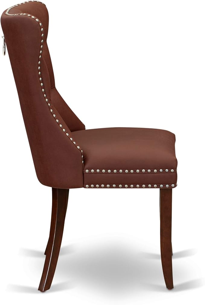 East West Furniture DODA5-MAH-26 5 Piece Dinette Set Consists of a Rectangle Dining Table with Butterfly Leaf and 4 Polyester Fabric Parson Chairs, 42x78 Inch, Mahogany