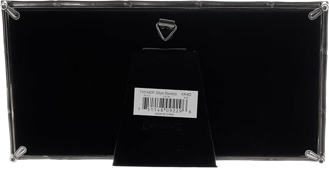 Lawrence Frames 4x4 Double Silver Metal Picture Frame with Bamboo Design
