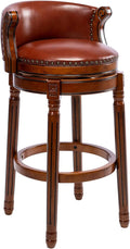 Cow top Leather Wooden Bar Stools, 29.5" Bar Height Bar Chair with Back, 180 Degrees Swivel Barstools Chair for Home Kitchen Counter,Dining Room, Restaurant,Study and Pub,1pc (Brown)