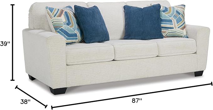 Signature Design by Ashley Cashton Casual 2-in-1 Sofa Sleeper with Folding Gel Memory Foam Mattress, Queen, White
