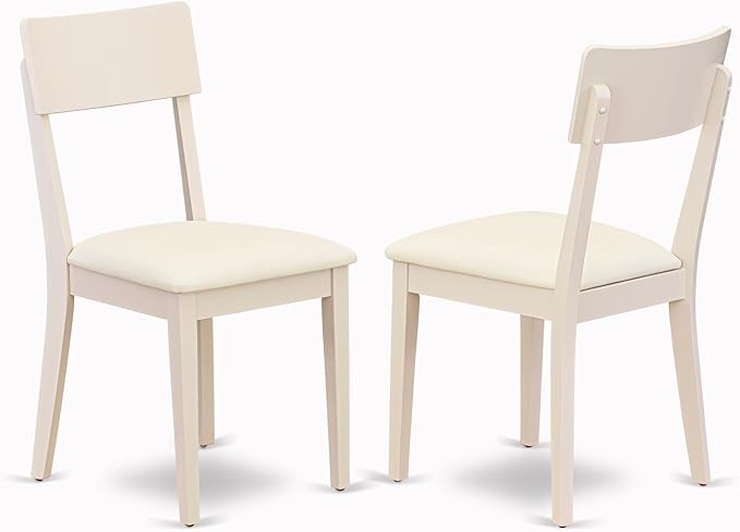 East West Furniture CAAD5-LWH-LC 5 Piece Dining Room Table Set Includes a Rectangle Kitchen Table and 4 Faux Leather Upholstered Dining Chairs, 36x60 Inch, Linen White