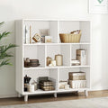 IOTXY Open Cube Low Bookcase - 3-Tier Freestanding Storage Display Cabinet Organizer with Legs for Home Office, 7-Cubes Open Shelf Short Bookshelf, White