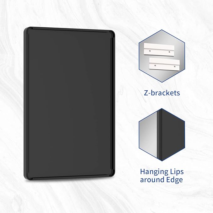 WEER Black Bathroom Mirror 48X36 Inch, Matte Black Bathroom Vanity Mirror Farmhouse, Large Rounded Rectangle Black Metal Framed, Anti-Rust, Tempered Glass, Hangs Horizontally or Vertically