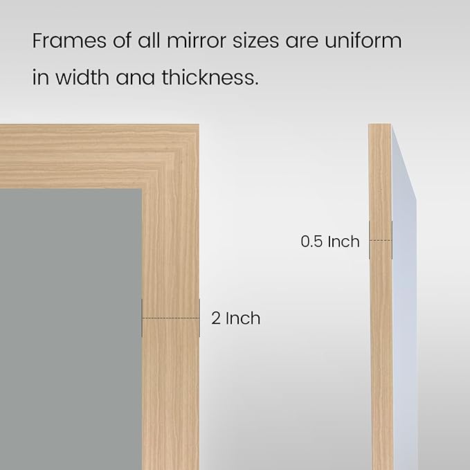 Amorho 22 X30 Inch Bathroom Mirror for Wall, Oak Wood Grain Metal Framed Mirror, Anti-Rust, Hang Horizontally/Vertically, Suitable for Bedroom, Farmhouse, Bathroom, Decorative