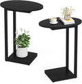 Hosfais Small Side Table End Table, C-Shaped Wood Coffee Table TV Tray for Eating Couch Tables for Small Space, Living Room, Bedroom, Couch, Small Spaces (Black 2 Pack)
