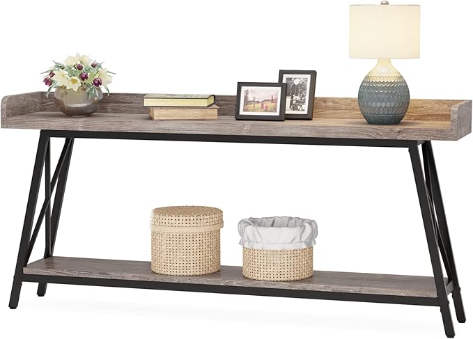 Tribesigns 70.9 inch Extra Long Console Table Behind Couch, Rustic Industrial Sofa Table for Living Room, Narrow Entryway Hallway Long Bar Table (Grey)
