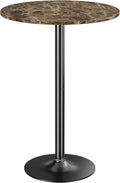 Shahoo Round Bar Table, Cocktail Tables with Metal Base & MDF Top, for Bistro Pub, Cafe, Faux Marble
