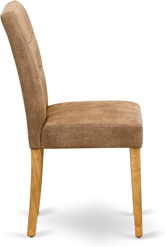 East West Furniture VAAS5-OAK-28 5 Piece Mid Century Modern Dining Set Consists A Dinner Table and 4 Brown Textured Polyester Fabric Upholstered Chairs, Oak