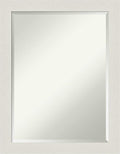 Amanti Art White Bathroom Mirror for Over Sink, 28x22 Rustic Plank White Narrow Rectangle Vanity Mirror, Medium Rustic Farmhouse Frame, Hangs Horizonally and Vertically, Bathroom Wall Decor, Beveled