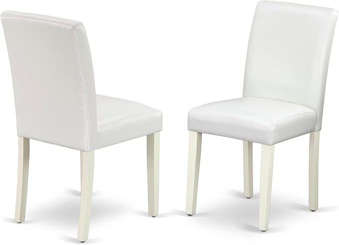 East West Furniture VAAB7-LWH-64 7 Piece Dinette Set Consist of an Oval Dining Room Table with Butterfly Leaf and 6 White Faux Leather Upholstered Chairs, 40x76 Inch, Linen White