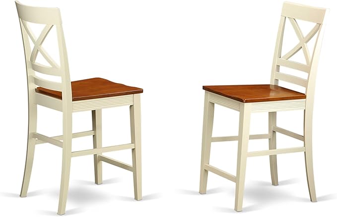 East West Furniture DOQU7-WHI-W 7 Piece Dining Room Table Set Consist of a Rectangle Wooden Table with Butterfly Leaf and 6 Kitchen Dining Chairs, 42x78 Inch, Buttermilk & Cherry