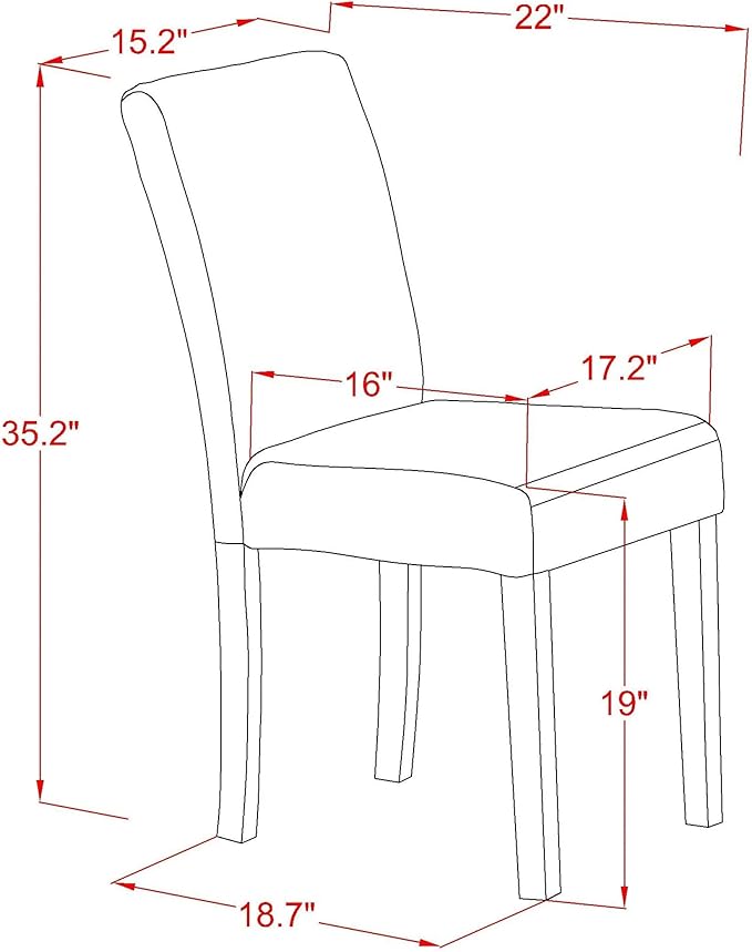 East West Furniture CAAB5-MAH-72 5 Piece Dining Set Includes a Rectangle Dining Room Table and 4 Firebrick Red Faux Leather Upholstered Chairs, 36x60 Inch, Mahogany