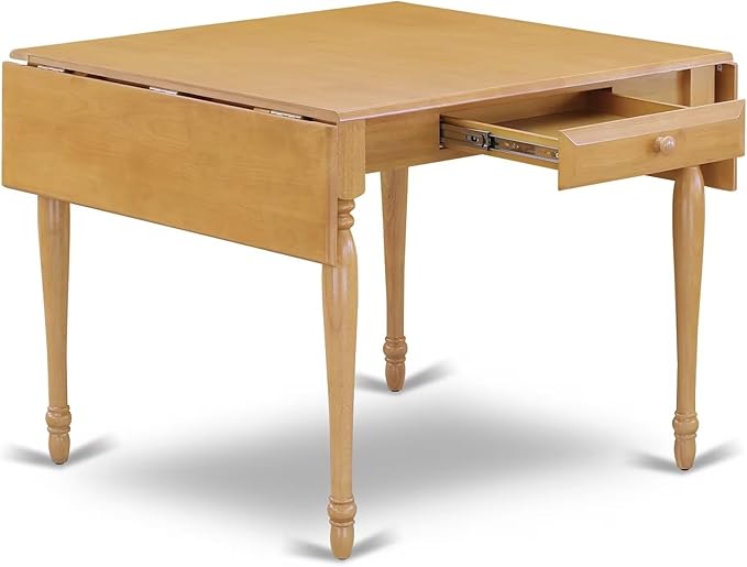 East West Furniture MZGR5-OAK-W 5 Piece Kitchen Table Set for 4 Includes a Rectangle Dining Room Table with Dropleaf and 4 Dining Chairs, 36x54 Inch, Oak