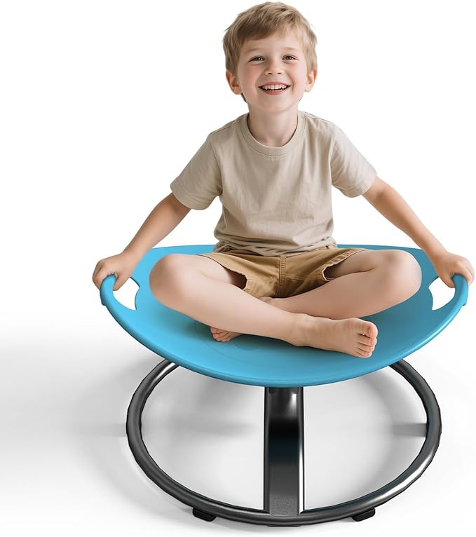 Spinning Chair for Autistic Kids - Sensory Spinning Chair for Autistic Children with Safety Handle & Non-Slip Design, Swivel Chairs for 3-12 Years Kids Autism(Blue)